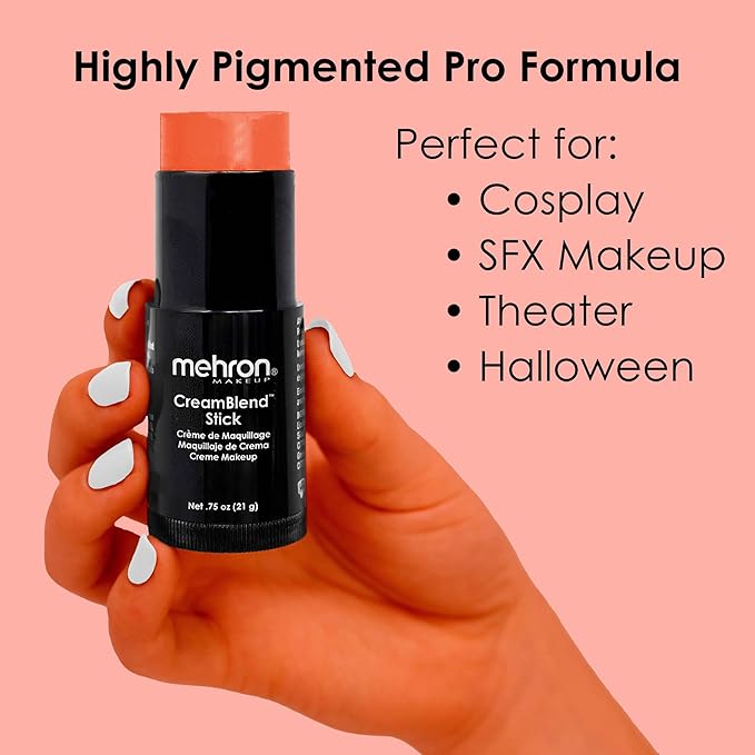 Mehron Makeup CreamBlend Stick | Face Paint, Body Paint, & Foundation Cream Makeup | Perfect for Halloween .75 oz (21 g) (Auguste)