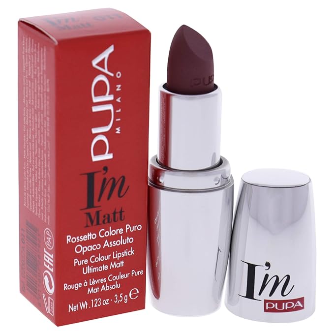PUPA Milano I Am Matt Pure Colour Lipstick - Dresses Lips In Full, Deep Color - Matte, Velvety And Extremely Sensory Feel - Glides On Without Weighing Lips Down - 011 Intense Nude - 0.123 OZ