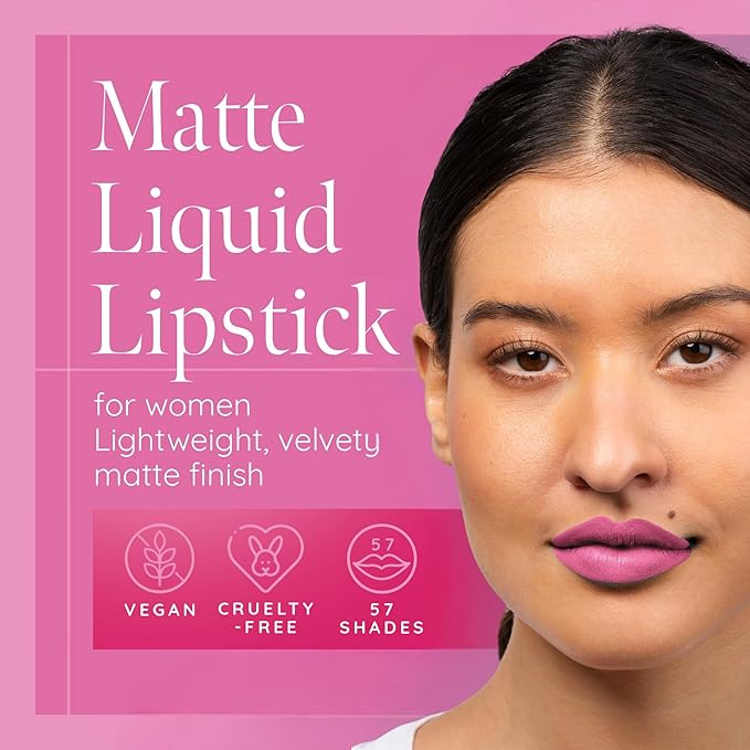 Aromi Matte Liquid Lipstick | Long Wear, Smudge Proof, Medium Pink Lip Color, Vegan, Waterproof, Day to Night, Velvety Finish (Poodle Skirt)