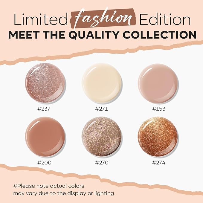 modelones Fall Nail Polish Set, 6 Colors Nude Brown Orange Metallic Bronze Quick Dry Mini Nail Lacquer Kit Shimmer Nail Art DIY Home Salon Manicure Gifts for Women Girls