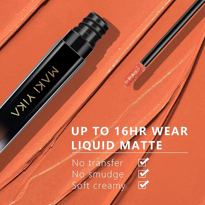 MAKI YIKA Orange Lipstick for Women Color Stay Long Lasting Lipsticks Coral Matte Liquid Lipstick Transferproof Cruelty-Free Lip Color |Coral Nude