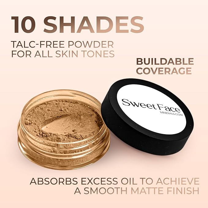 Deep Tan Shade Foundation (20g Full Size Sifter Jar) Matte Mineral Makeup Loose Powder Foundation – Full Coverage, Natural Finish, Noncomedogenic, SPF 30