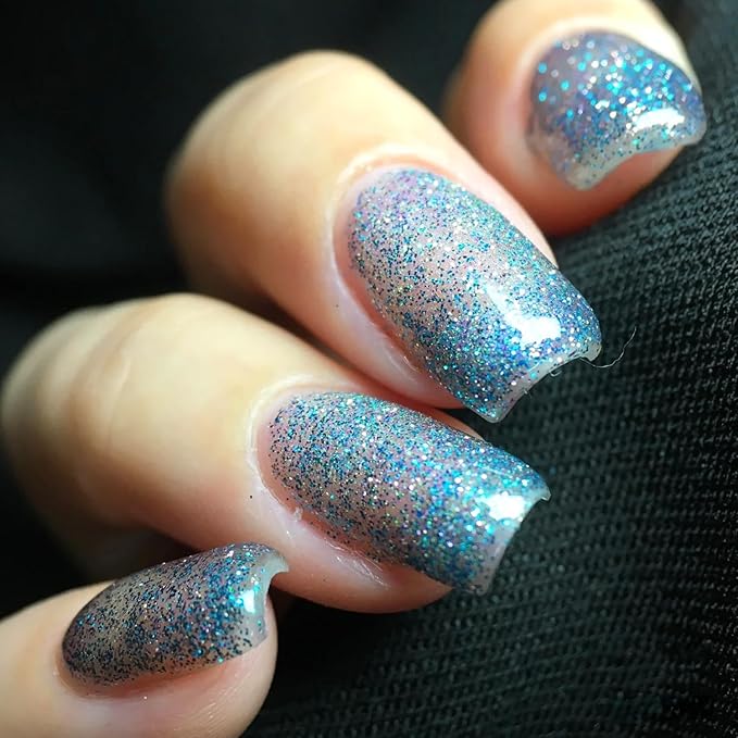 Major Dijit Quick Dry Nail Polish 12ml/0.41fl oz Glitter Blue Regular Nail Lacquer Fast Drying & Long Lasting Nail Polish Nail Art Effect for Nail Salon