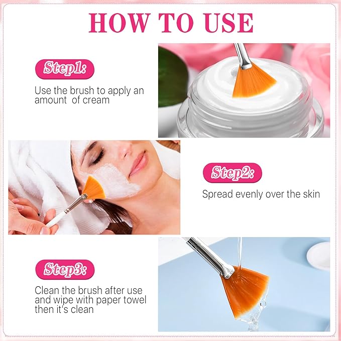 60 Pieces Fan Brushes, Soft Fan Brushes for Facials, Facial Applicator Brush for Women Girls, Facial Brushes Esthetician for Mud Clay Mask, Makeup, Yellow, White