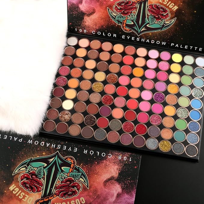 Eyeshadow Palette 108 Color Highly Pigmented Matte Shimmer Metallic Professional Eyeshadow Makeup Palette Long Lasting Blendable Waterproof Eye Shadow Cosmetics Kit