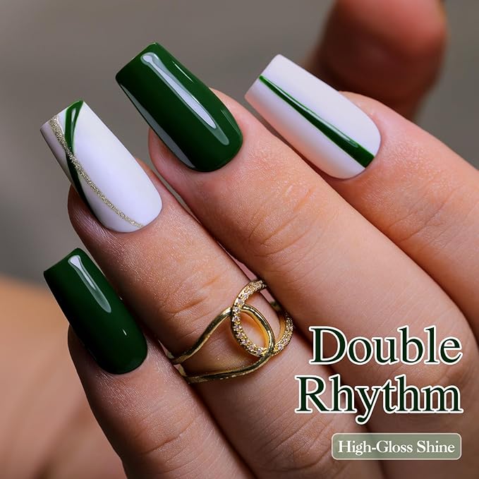 Double Rhythm 15ML Gel Nail Polish Pure Sheer Same Color Same Bottle Soak Off Gel Polish Art Manicure Salon DIY at Home for Women (Dark Green-A1287)