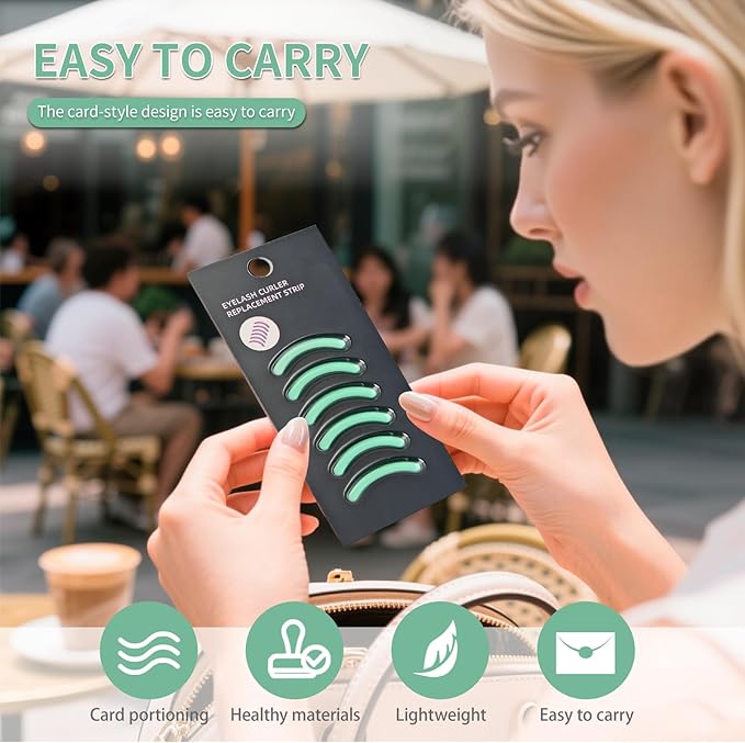 Soft Silicone Rubber Eyelash Curler Refills Compatible with Shiseido, Tweezerman, Revlon, Shu Uemura, Surratt, e.l.f Eyelash Curler for Travel Portable Carry,Cosmetic Accessory,6PCS (Green)