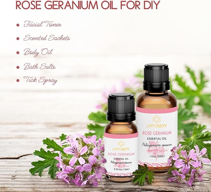 Rose Geranium Essential Oil, Pure Natural for Skin Body Diffuser - 1 Oz