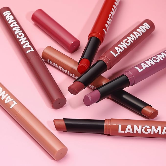 12Pcs Matte Lipstick + Lip Liner Pens Lip Combo Sets, Creamy Matte Lip Makeup Kit Long-Lasting Waterproof, Smudge-Proof Highly Pigmented Formula, Neutral & Nude Shades Makeup Set (Everyday Nudes Set)