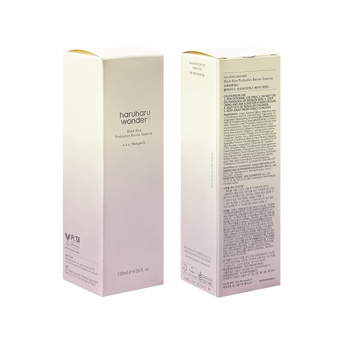 haruharu wonder Black Rice Probiotics Barrier Essence 4.05 fl. oz., Essence Toner to Strengthen Skin Barrier with Ceramides, Fermented Ingredients, Soothing, Moisturizing, Plumping, White