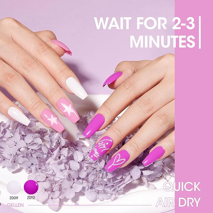 GELLEN Light Purple Nail Polish, Mauve Nail Polish 6 Colors Lavender Purple Set for Girls Women Home Salon Fall Winter, No UV Light Needed, Not UV Gel, Hema Free, Non-toxic