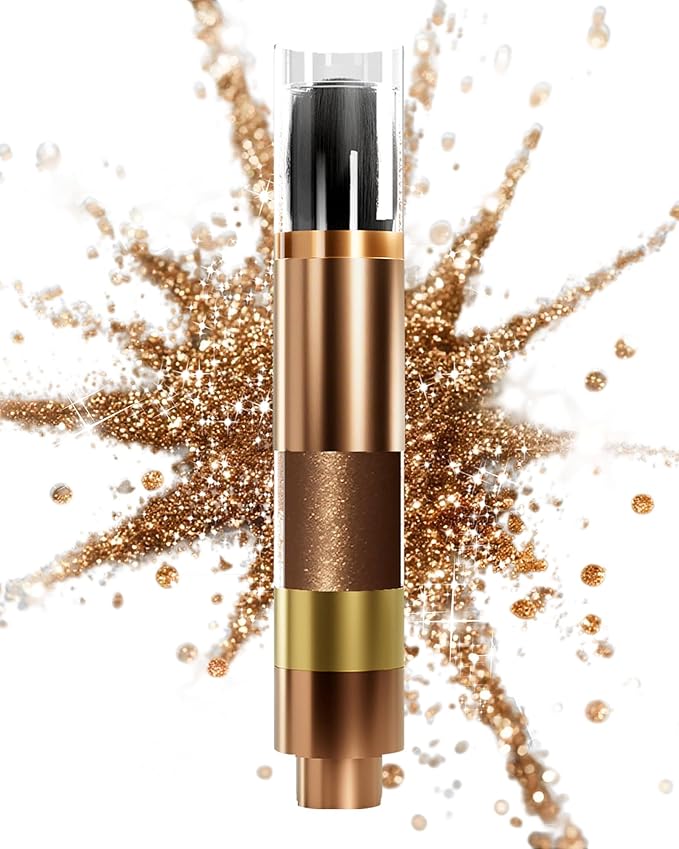 Highlighter Powder with Brush | 3D Contouring & Radiant Glow for Face, Body & Hair | Pearlescent Shimmer, Long-Lasting & Buildable Coverage | Women's Makeup for Daily & Special Occasions