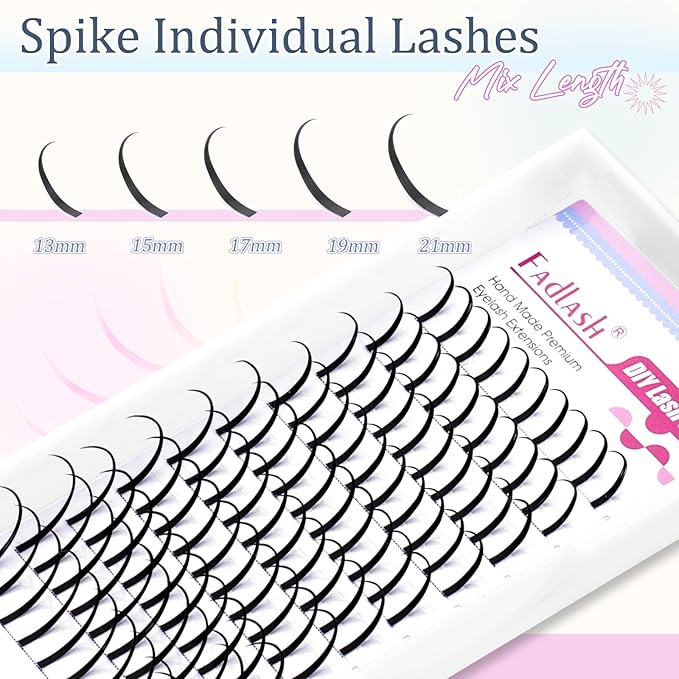 Spike Lash Clusters Lash Spikes D Curl Manga Lashes 13-21mm Soft and Lightweight Fairy Spiky Lash Clusters DIY Eyelash Clusters at Home by FADLASH (0.07D, 13-21mm)