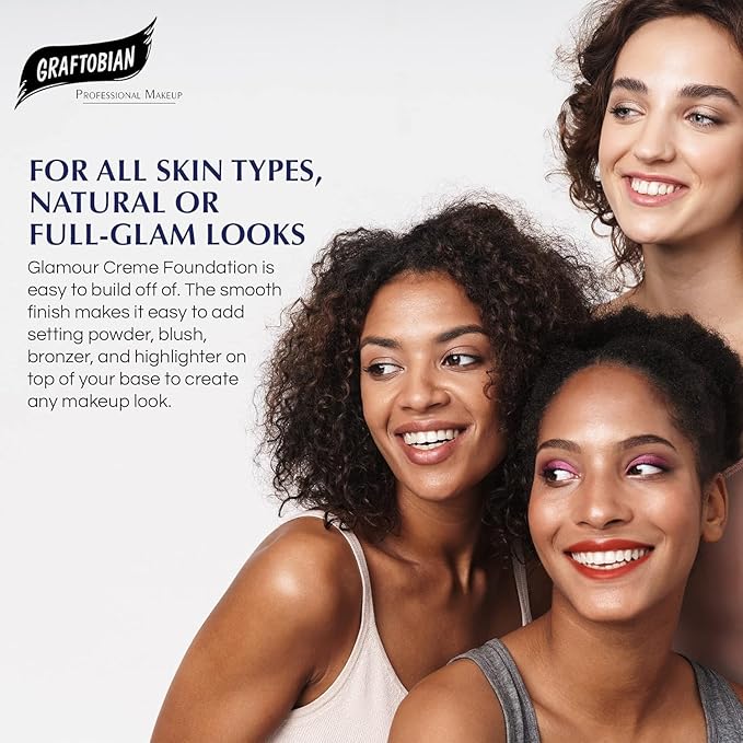 Graftobian HD Glamour Crème Foundation 1/2oz, Weightless Full Coverage Makeup, 65 Inclusive Shades, For All Skin Types, Natural or Full-Glam Looks, For Professionals and Beginners (Radiance)