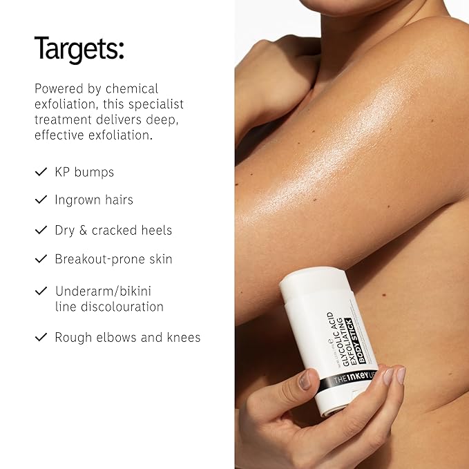 The INKEY List Glycolic Acid Exfoliating Body Stick 45g, Multiple Concerns, One Targeted Solution, Delivers Deep, Effective Exfoliation, Fragrance Free, Suitable For All Skin Types