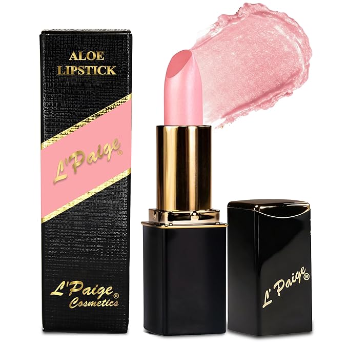 L'Paige Designer Lipstick – Cool-Toned Pink with Iridescent Shimmer – Aloe Vera-Based, Long-Lasting & Moisturizing Formula for a Smooth, Luxurious Feel – Shade L44 Shimmery Ice Lipstick