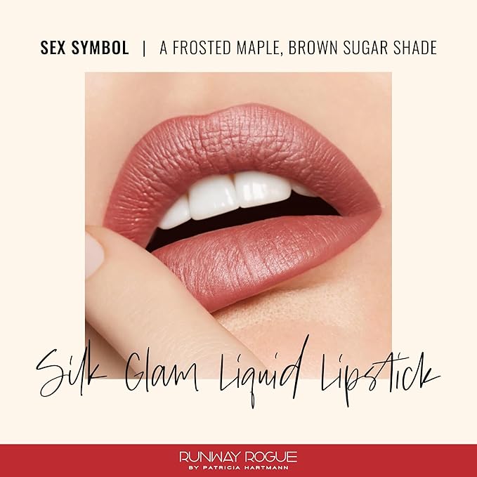 Runway Rogue Silk Glam Liquid Lipstick, Long Wear Frosted Maple Brown Sugar Lipstick, ‘Sex Symbol’