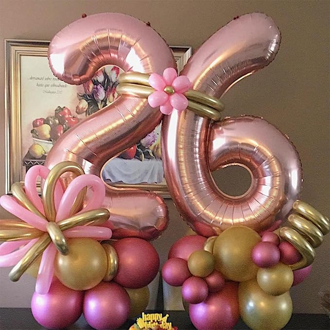 40 Inch Rose Gold Large Numbers Balloons 0-9, Self Inflating Foil Number 9 Helium Balloons for 9th Girls, Big Digit 9 Balloons for Women Birthday Party Anniversary Graduation Supplies Decorations