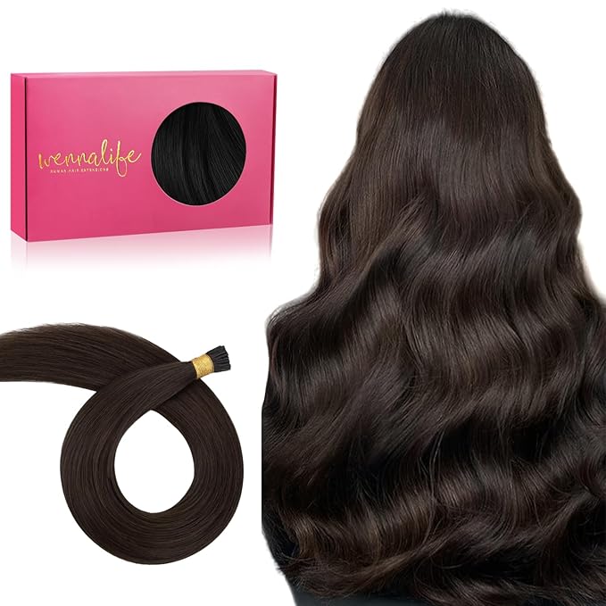 WENNALIFE I Tip Hair Extensions Human Hair, 50g 100s 16 Inch Light Dark Brown Remy Itip Human Hair Extensions Invisible Itips Straight I Tips Fusion Extensions Real Human Hair