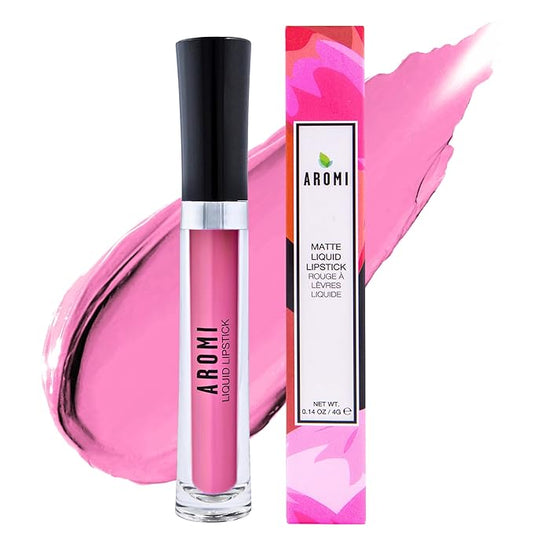 Aromi Matte Liquid Lipstick | Medium, Bubblegum Pink Lip Color, Smudge Proof, Long-lasting, Vegan, Cruelty-free, Waterproof, Paraben + Gluten Free (Poodle Skirt)