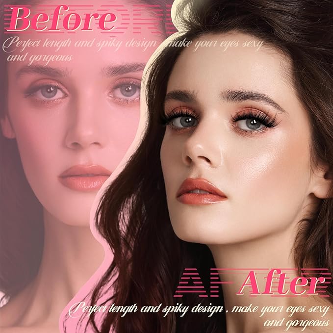 Ahrikiss Lashes Wispy Eyelashes Fluffy False Eyelashes Spiky & Long Manga Lashes CC Curl Faux Mink Lashes Natural Look 5D Volume Fake Eyelashes Anime Strip Lashes 14 Pairs Pack (Spike01)