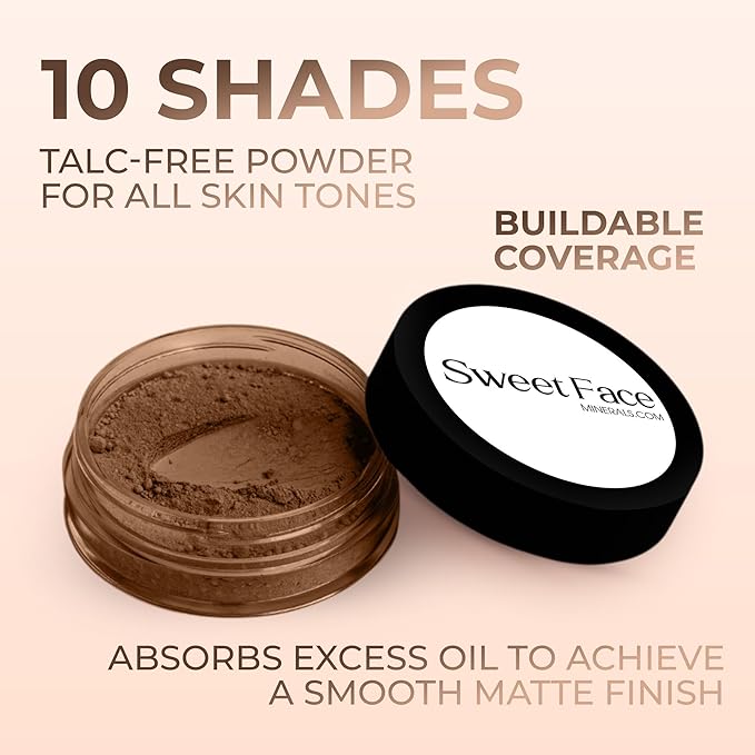 Ebony Shade Foundation (30g Full Size Sifter Jar) Matte Mineral Makeup Loose Powder Foundation – Full Coverage, Natural Finish, Noncomedogenic, SPF 30