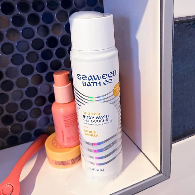 Seaweed Bath Co. Hydrate Body Wash, Citrus Vanilla Scent, 12 Ounce, Shower Gel for Men & Women, Vegan, Paraben Free, Sulfate Free, Cruelty Free