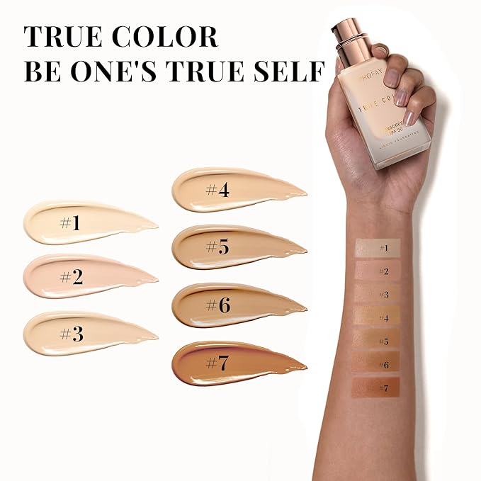 PHOFAY Matte Sunscreen Liquid Foundation SPF 30 (1.02 fl oz) - Long-Wearing Oil-Control, Concealing & Non-Greasy Buildable Coverage, Suitable for Most Skin Types, Daily & Outdoor Use (01#)