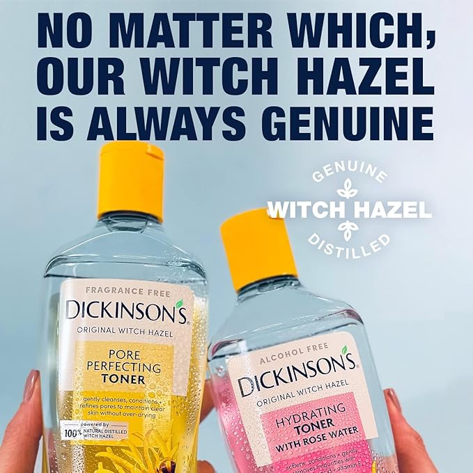 Dickinson's Enhanced Witch Hazel Hydrating Toner with Rosewater, Alcohol Free, 98% Natural Formula, 16 Fl Oz (Pack of 1)