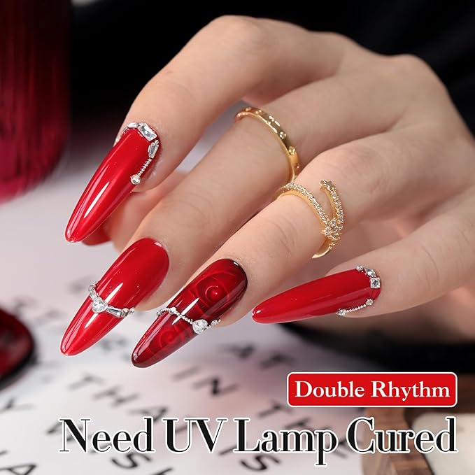 Double Rhythm 15ML Gel Polish Pure Sheer Same Color Same Bottle Soak Off Gel Polish Art Manicure Salon DIY at Home for Women (Jelly Red-A1450)