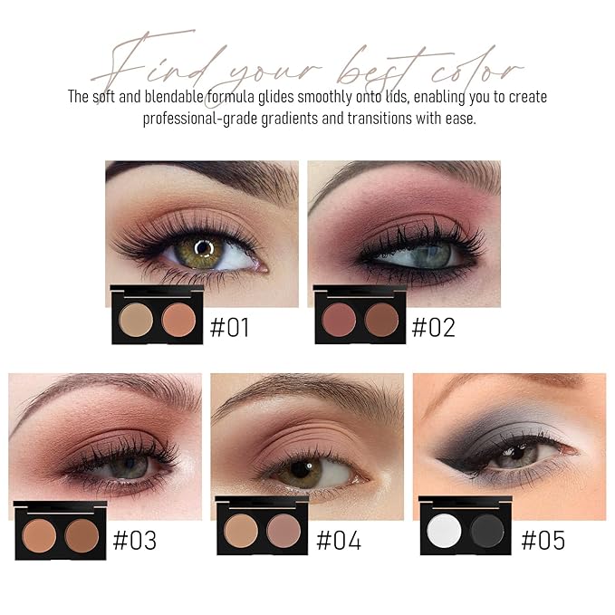 KYDA 2 Color Eyeshadow Palette, Taupe Brown and Matte Nude Eyeshadow Powder, Highly Pigment, Soft and Blendable Makeup for Daily Look -04