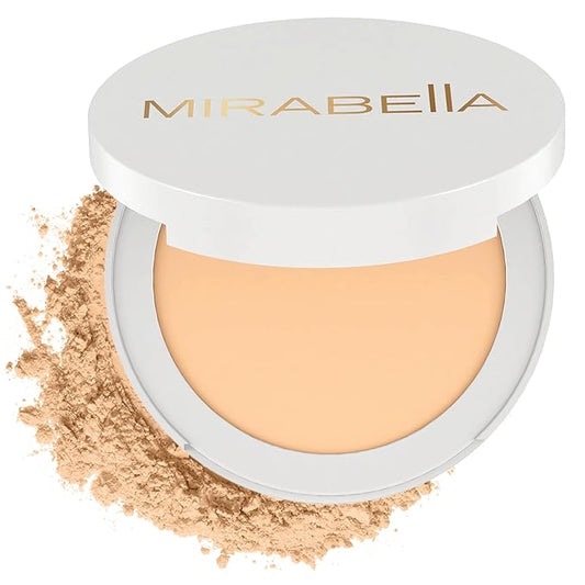 MIRABELLA - Invincible for All Pure Press Foundation, HD-Finish Pressed Powder, Buildable Mineral Pressed Powder Compact with Jojoba & Triglyceride, Age-Defying Makeup for All Skin Types, Fair F6