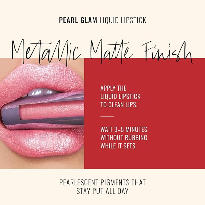 Runway Rogue Pearl Glam Long Wear Shimmer Liquid Lipstick, Metallic Light-Pink Lipstick with Gold and Rose Shimmer, ‘Go See’