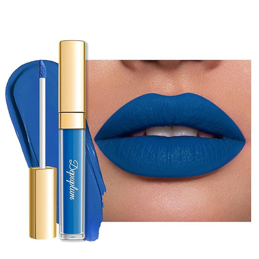 Blue Lipstick Matte for Women, Super Stay Long Lasting Lipstick Smudge Proof No Transfer Liquid Lipsticks, Cruelty Free Lip Makeup (DM01 Blue Bomb)