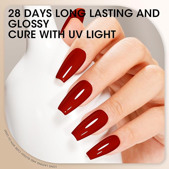 GELLEN Gel Nail Polish, Burgundy Dark Red Purple Gel Polish Set 6 Colors, Non Toxic No Wipe Soak Off UV Light Gel For Women Girls Manicure Home Salon Trendy Nail Gifts Valentine Day Christmas