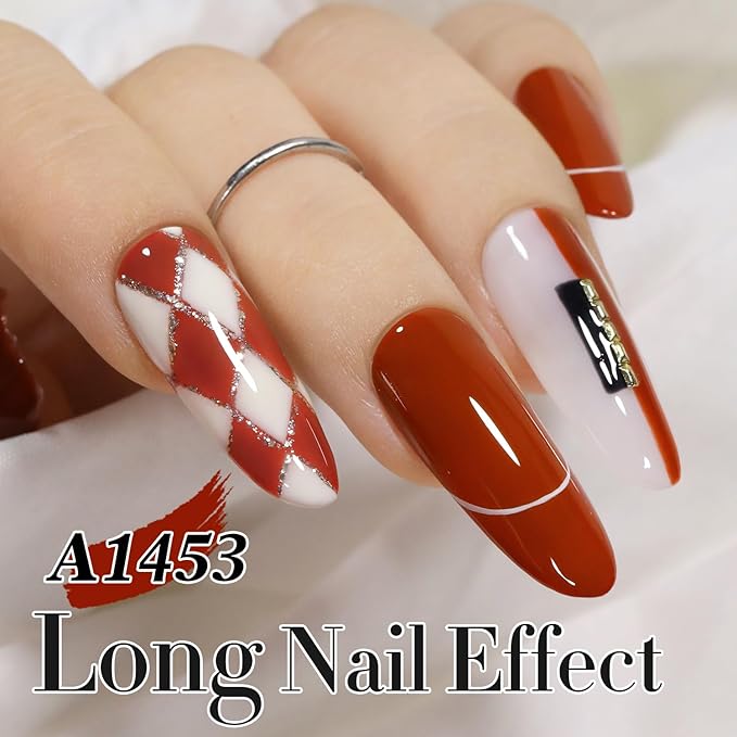 Double Rhythm 15ML Gel Polish Pure Sheer Same Color Same Bottle Soak Off Gel Polish Art Manicure Salon DIY at Home Gifts for Girls Women (Brick Red-A1453)