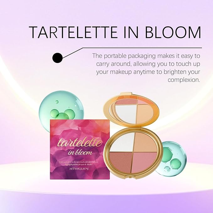 Eye & Cheek Palette - Eyeshadow and Highlighter Makeup, Makeup Palettes Contour Kit, Shimmer Glow Face Highlighter Palette for Women Face, Natural Glow Contour Powder, with Detachable Brush