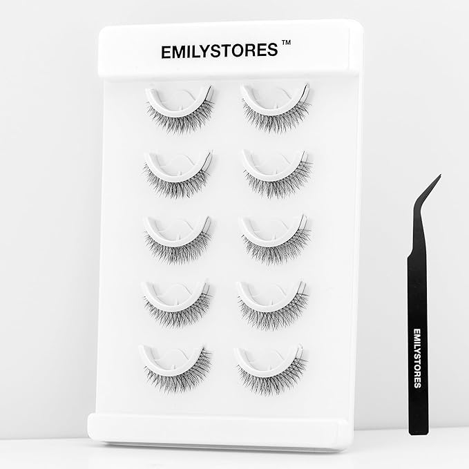 Self Adhesive Lashes Stick Eyelashes Wispy Light Pre-Glued Eyelash 5 Pairs with Applicator (DLP03)