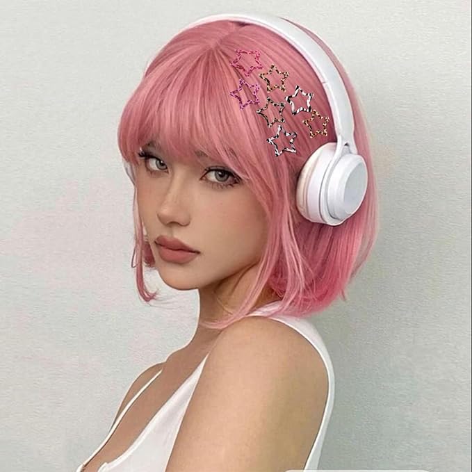 Star Hair Clips Snap Hair Barrettes Non Slip Star Hair Accessories Leopard Colors Metal Hair Clips for Girls Women -16 PCS -Red & Grey