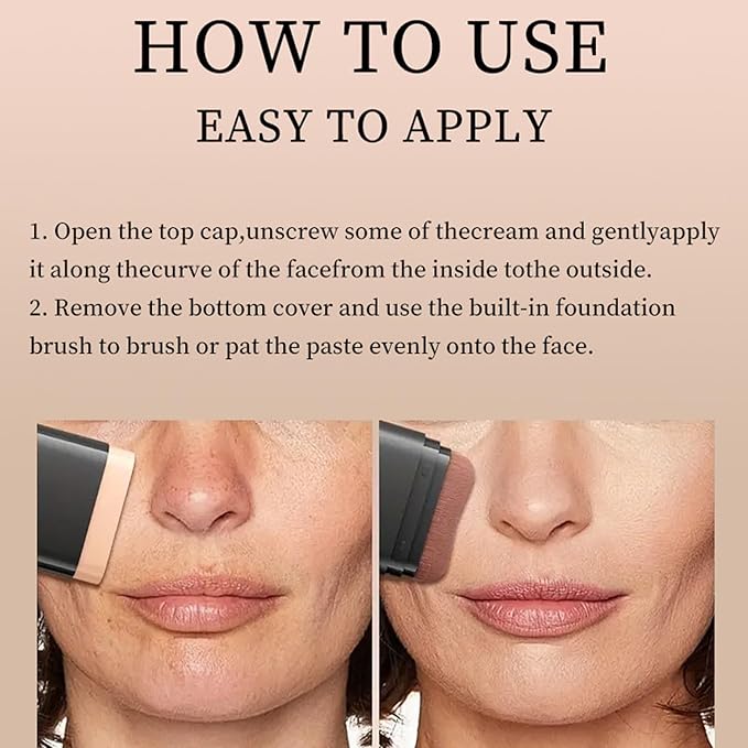 Concealer Foundation Stick, 2-in-1 Long-Lasting Foundation and Concealer with Brush, Creamy Full Coverage for Dark Circles & Blemishes, Hydrating Olive & Camellia, 2.09 Oz (01#)