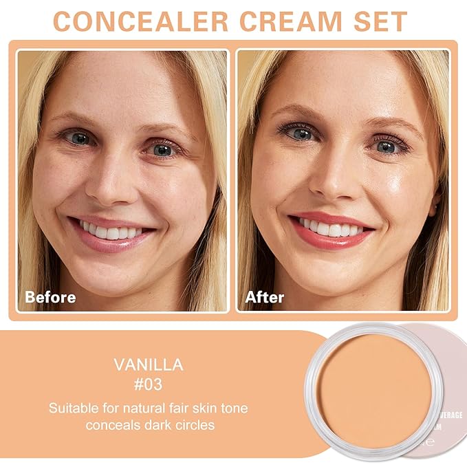 Dark Circles Under Eye Concealer Full Coverage,Long-lasting Under Eye Corrector for Dark Circles,Makeup Concealer for Older Women,Tattoo Cover up Makeup Waterproof (03 VANILLA)