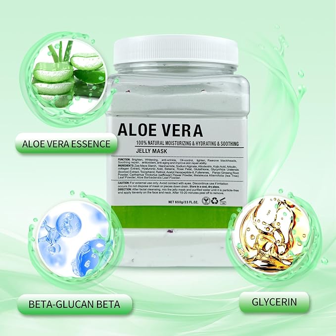 Jelly Mask for Facials Professional, Hydrating & Moisturizing Peel-Off Natural Gel Face Mask SkinCare, Professional Spa Use Jelly Face Masks, Deep Hydration & Glow 23 Fl Oz (Aloe Vera)