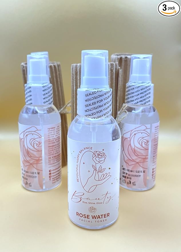 Beauty Hydrating Rose Water Facial Mist with Caviar Extract, Seaweed, Vitamin E and jojoba Oil