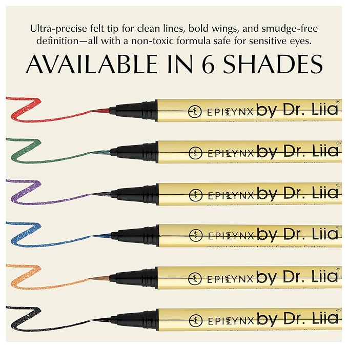 EPILYNX Waterproof Eyeliner - Smudge-Proof Liquid Eyeliner Pen with Precision Tip for Smooth, Long-Lasting Application - Vegan, Hypoallergenic & Gluten-Free Eye Liner - 2mL Shimmer Summer Red
