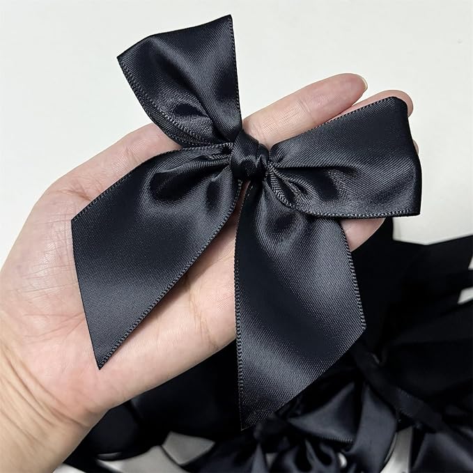 2pcs Bow Garland Banner, Ribbon Bow Party Decorations for Baby Shower Girls Bow Coquette Birthday Party Decor (Black)
