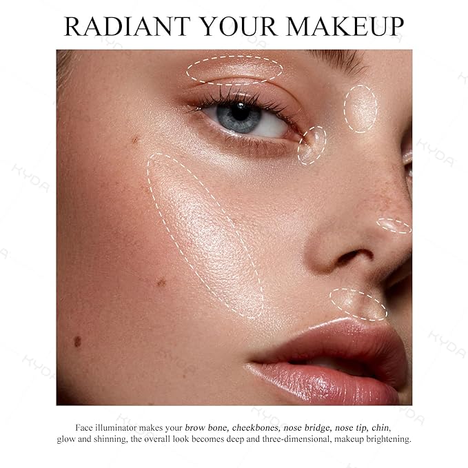 KYDA Face Highlighter Palette, High Glossy Pearl White Face Illuminator Palette, Natural Shimmer Smooth Baked Highlighter Makeup, Lasting Sparkling Baked Pressed Powder- PEARL