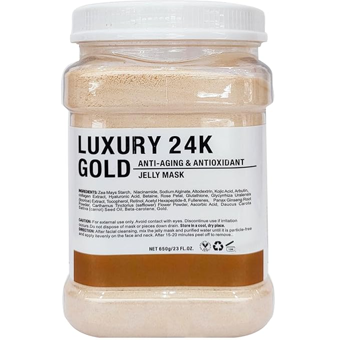 YMEYFAN Jelly Mask for Facials Professional, 24K Gold Peel Off Jelly Face Mask Powder, Deep Hydrating Moisturizing Facial Skin Care, Home Spa Day DIY Skincare for Women and Men (23Fl Oz)
