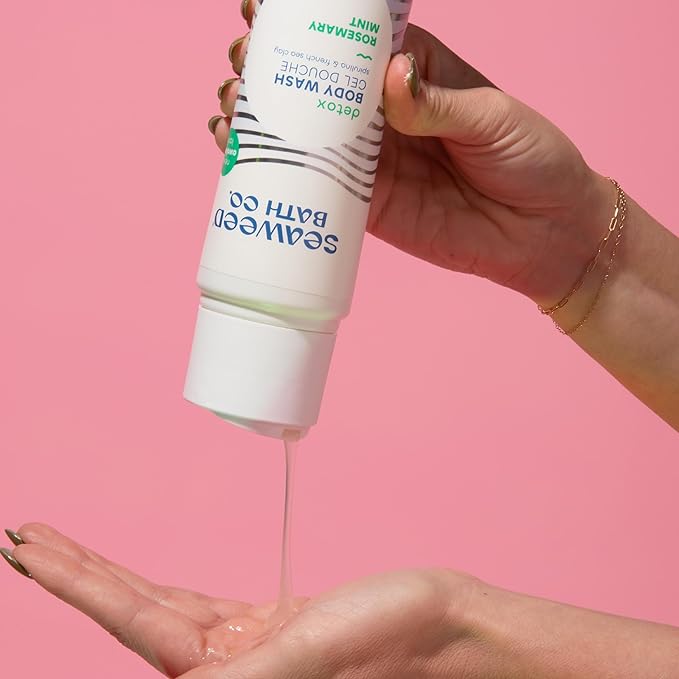 Seaweed Bath Co. Detox Body Wash, Rosemary Mint Scent, 12 Ounce, Shower Gel for Men & Women, Vegan, Paraben Free, Sulfate Free, Cruelty Free