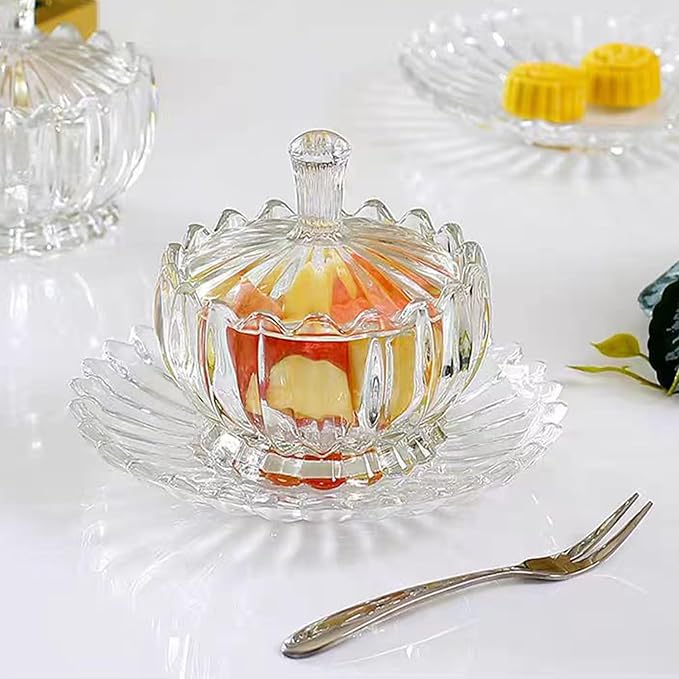 3 Pcs Large Body Powder Puff and Container,Glass Reusable Box Crystal Case Jar with Soft Puff Pumpkin Shaped