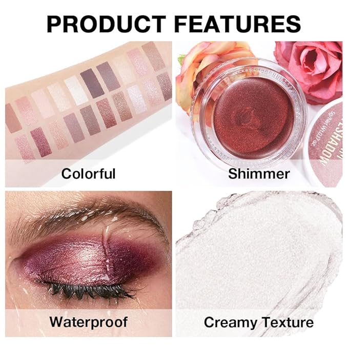 Kaely Single Cream Eyeshadow Pot, Pearl Beige Shimmer Eye Shadow for Older Women High Pigmented Waterproof, Natural Eyeshadow Palette Makeup Brightener, sombras en crema para ojos, Blendable, 18